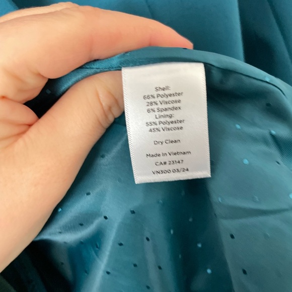 Talbots City Twill Open Front Blazer Size 14 Large Teal Double Breasted - Picture 7 of 11